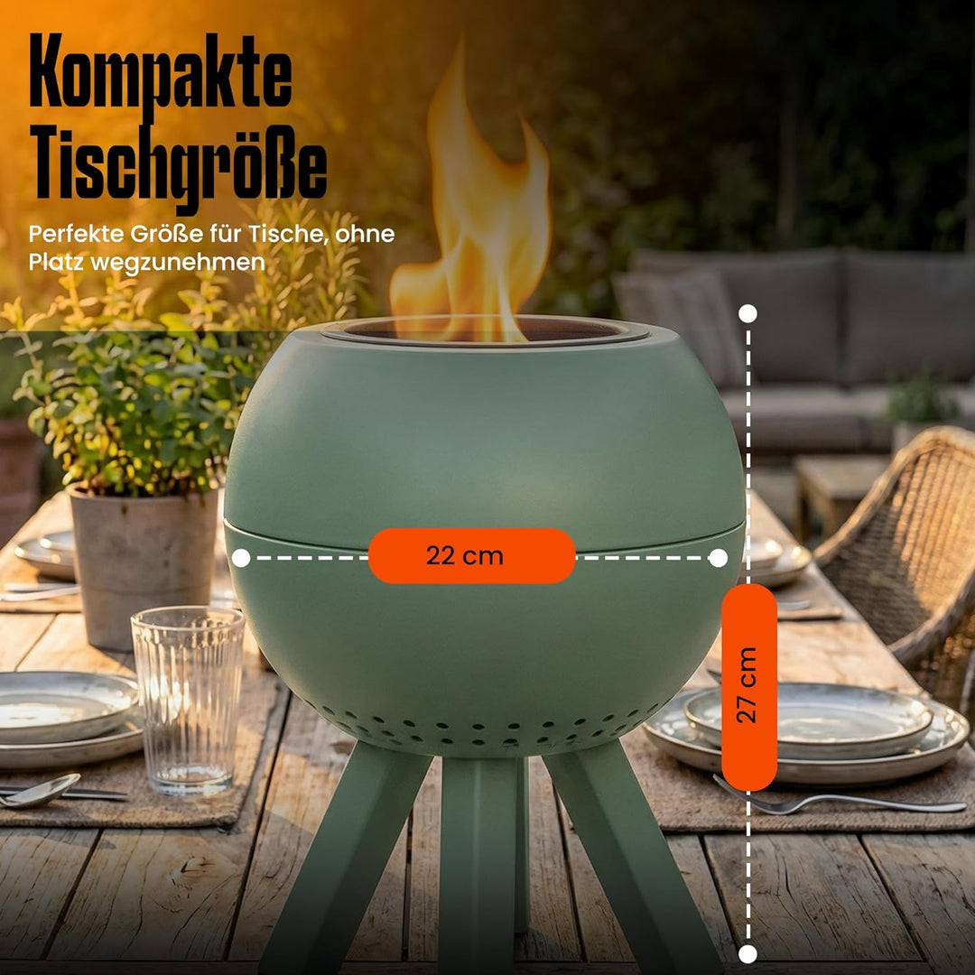 Feuerschale, Feuerstelle,Doppelwandig,Hitzebeständig,Raucharm (Grün), Grün