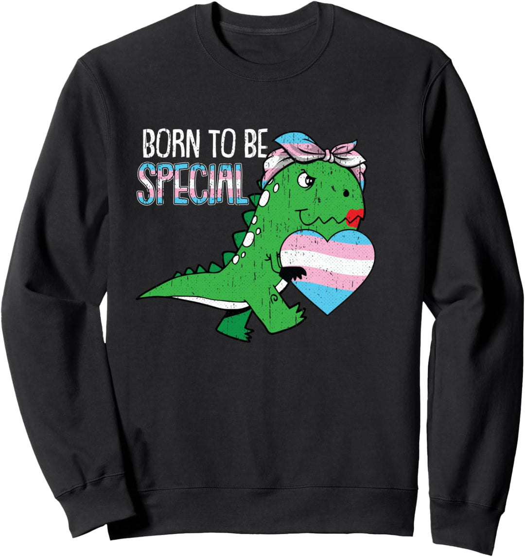 Born To Be Special Trans-gender Pride T-Rex Dino LGBT-Q Ally Sweatshirt