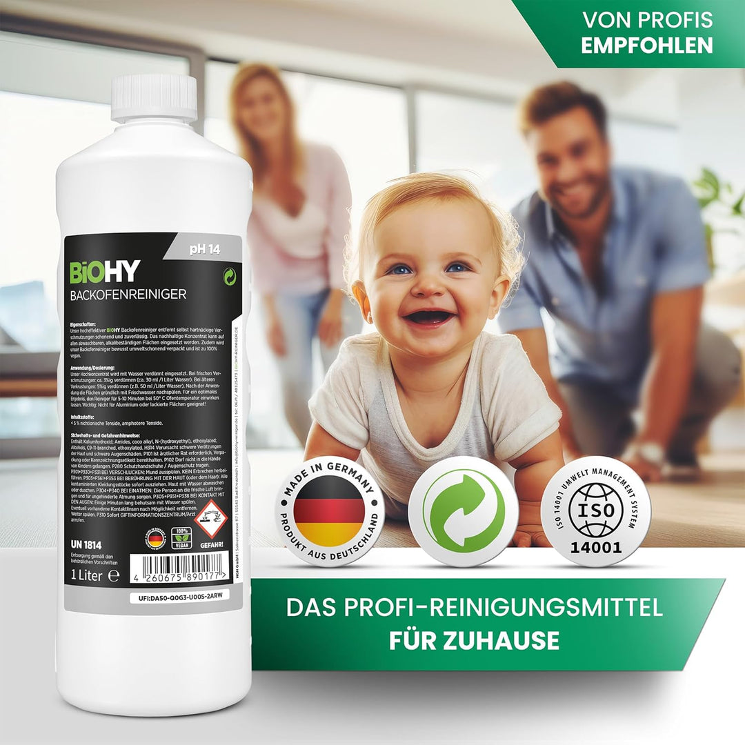 BiOHY Backofenreiniger Hochkonzentrat (1l Flasche) + Dosierer | Bio Reiniger & Fettlöser | EXTRA STA
