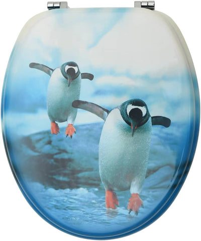 HOMIUSE Toilettensitze mit 2 Stk. MDF Pinguin-Design Toilettendeckel Wc Sitz Klobrille Wc Deckel Toi
