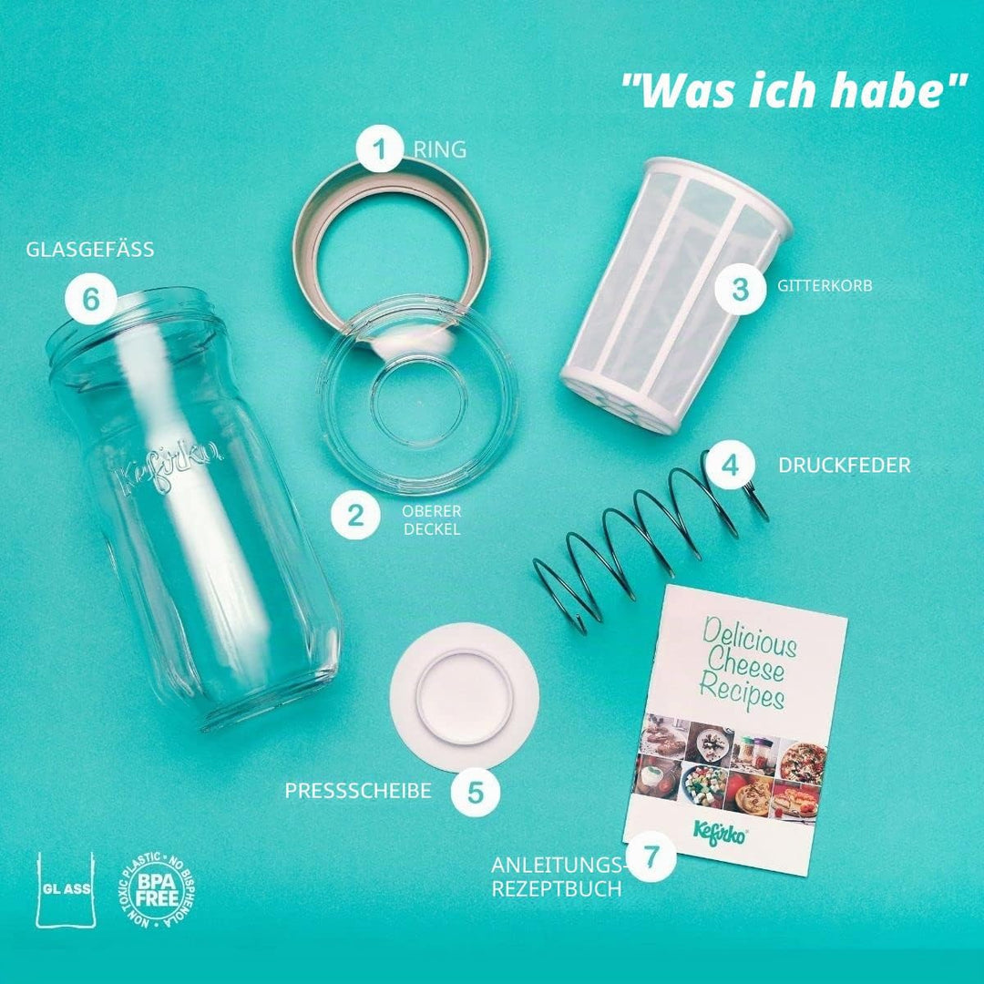 Kefirko Cheese Maker - Set für selbstgemachten Frischkäse und Joghurt - 1,4 Liter (Blau) 1,4 Liter B