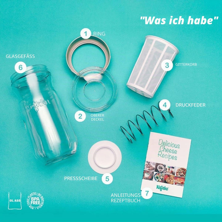 Kefirko Cheese Maker - Set für selbstgemachten Frischkäse und Joghurt - 1,4 Liter (Blau) 1,4 Liter B