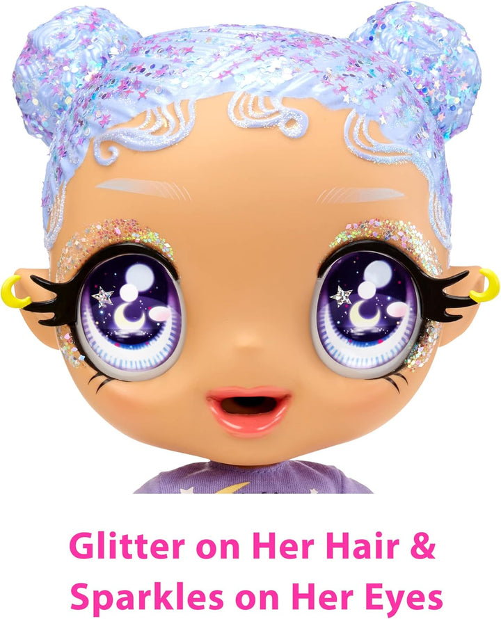 Glitter Babyz MGA Selena Stargazer - Babypuppe mit 3 magischen Farbwechseln durch eiskaltes Wasser,