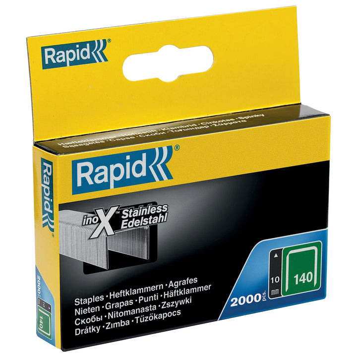 Rapid Tackerklammern Edelstahl Typ 140, 10mm Klammern V2A, 2.000 Stk., Flachdrahtklammern für Holz u