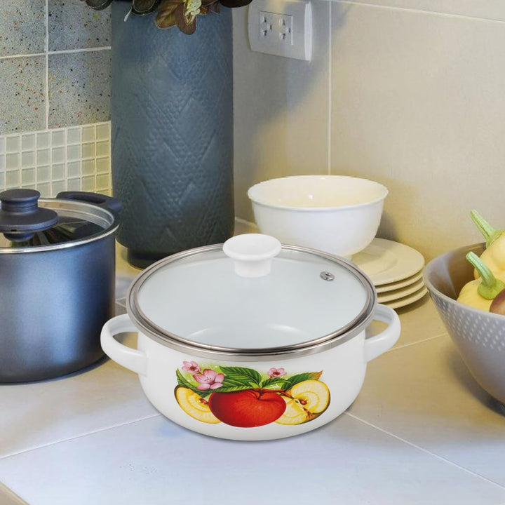 Happyyami Emaille Suppentopf Mit Doppelgriff Und Deckel Mini Kochtopf Für Schonendes Kochen Von Supp