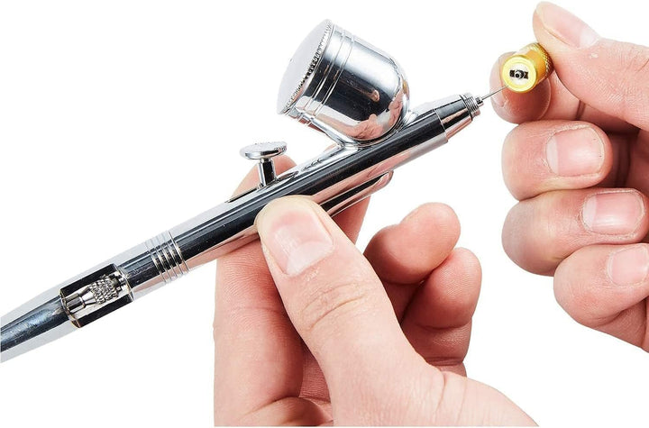 ABEST 24 Stück Airbrush Ersatzteile Set mit Düse, Nadel, Düsenkappe, Mini-Schlüssel, Kappenschutzhül