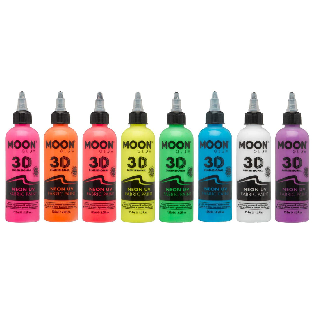 Moon Glow - UV-Neon-Stofffarbe - 125ml - Set mit 8 Farben