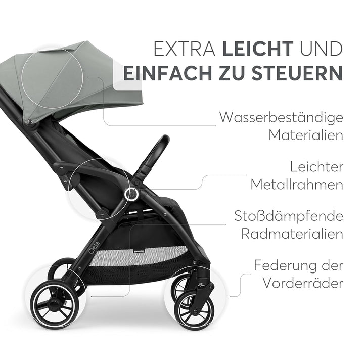 KikkaBoo Buggy Kinderwagen Reisebuggy CIELA, Bis 22 kg, Leicht (7,1 kg), One-Hand-Faltbar, Atmungsak