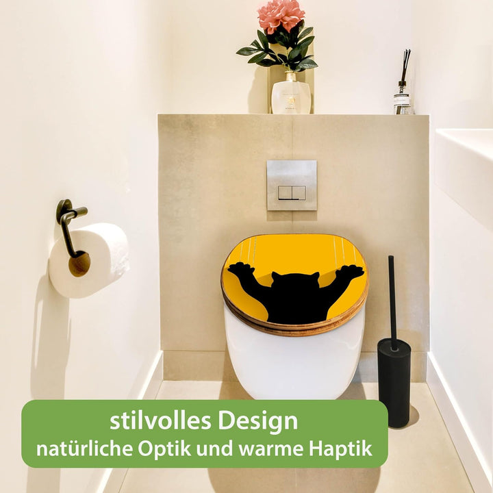banjado Design WC Sitz Bambus Absenkautomatik 45,8x37,5cm - Toilettendeckel mit Absenkautomatik Holz