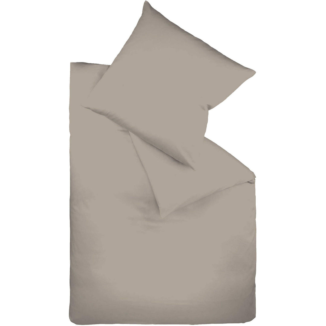 fleuresse Uni-Colours Bettwäsche-Set, Mako Satin, 100 Prozent Baumwolle, Fb. Taupe, 135 x 200 cm Bei