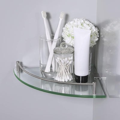KES Duschablage Glas Eckregal Glasregal 7 mm Hartglas Glasablage für Badezimmer Regal Wandregal Dusc