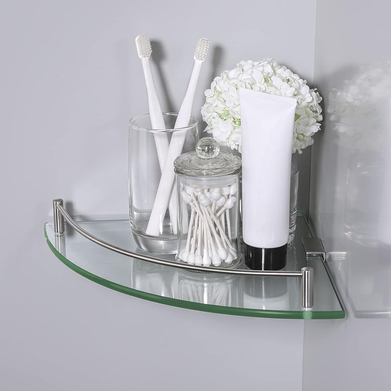 KES Duschablage Glas Eckregal Glasregal 7 mm Hartglas Glasablage für Badezimmer Regal Wandregal Dusc