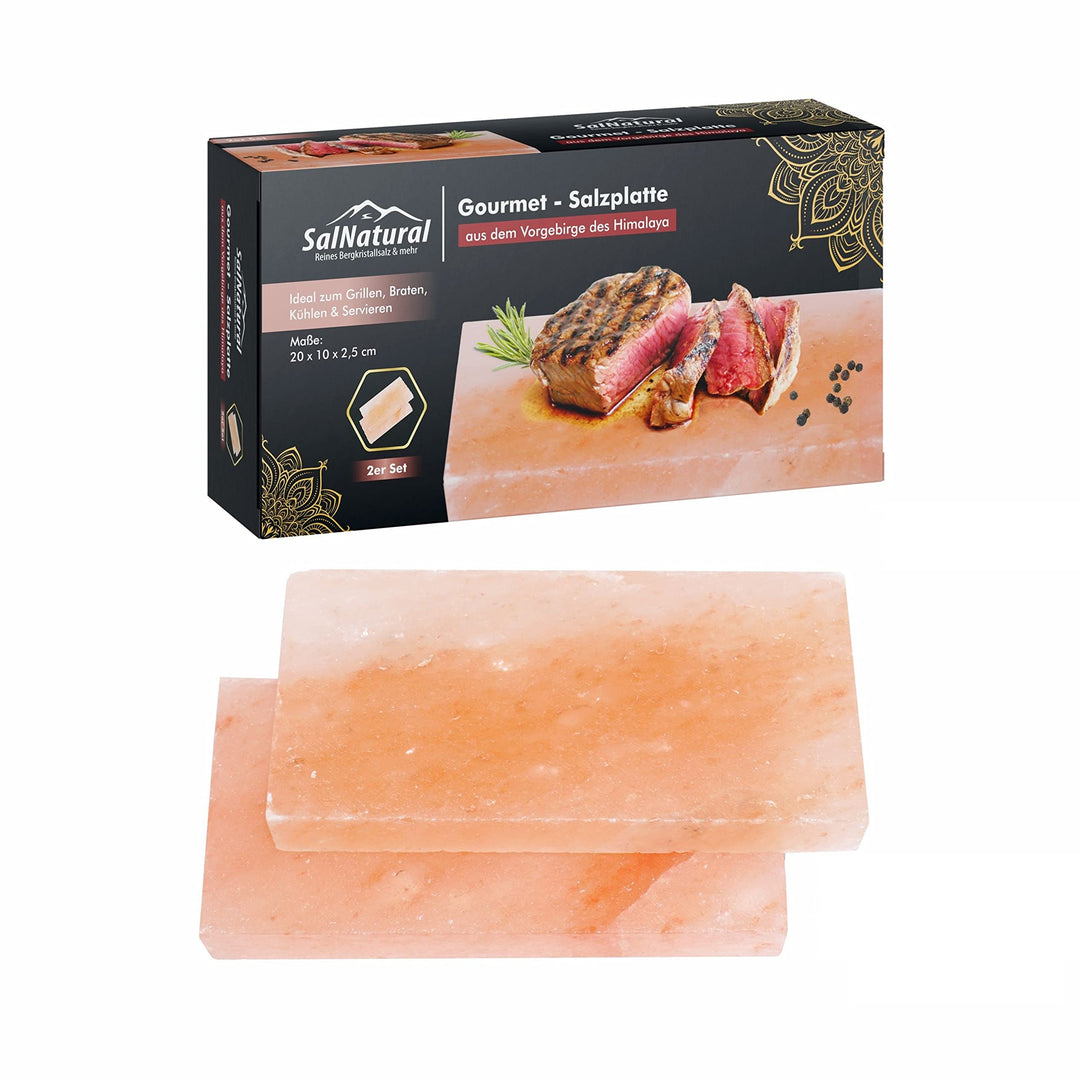 SalNatural Gourmet Salz Grillsteine 20x10x2,5cm (2er Pack) Original Kristallsalz aus dem Vorgebirge