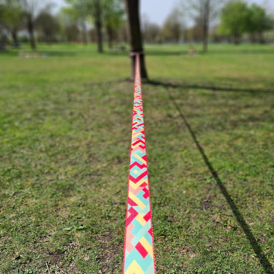 Slackline Set, Zig Zag, 15-35m Länge, Komplettset für Kinder, Anfänger, Fortgeschrittene und Profis,