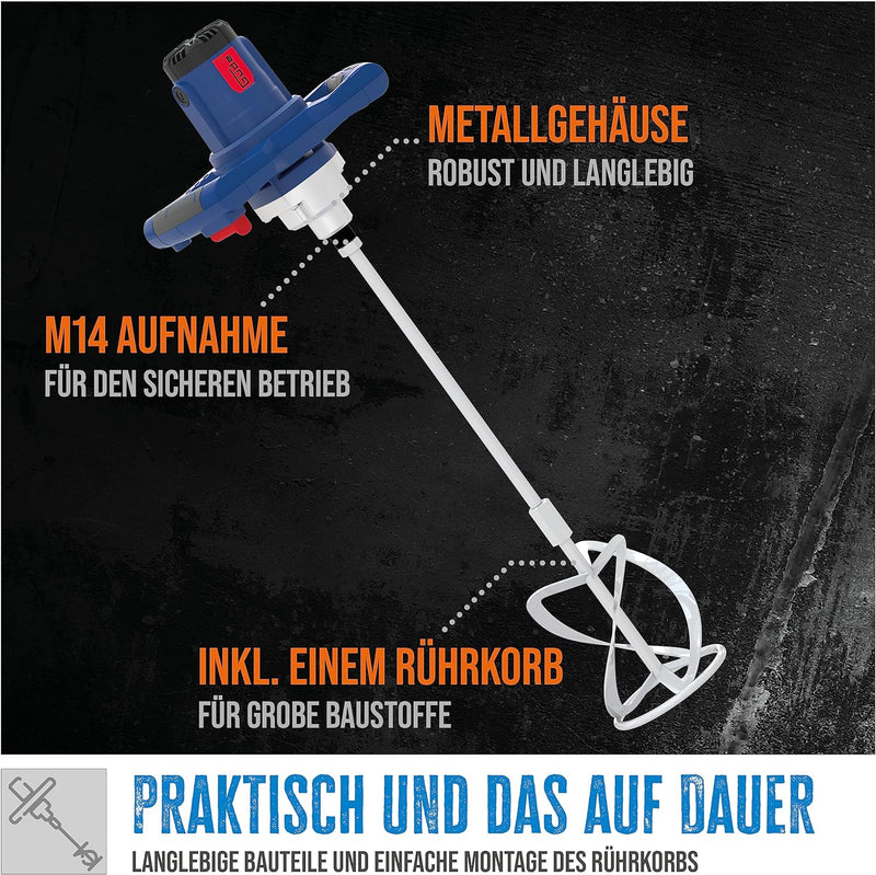 Güde 58043 Rührwerk GRW 1414.1 (230 V, 1400 W, leistungsstarker Mörtelrührer für das Aufrühren und A