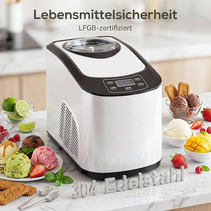 HOMCOM Eismaschine 1,5L Eiscrememaschine Speiseeisbereiter Frozen Eisbereiter Speiseeismaschine mit