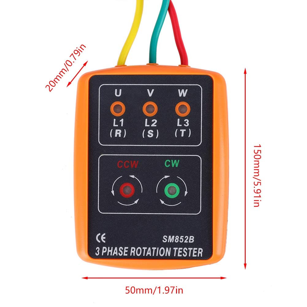 Oumefar 3 Phasen 60V bis 600V AC Sequenz Reihenfolge Anwesenheit Rotation Checker Indikator Detektor