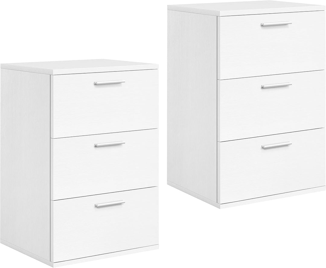 Yaheetech 2 x Nachtschrank Nachttisch Boxspringbett Nachtkommode mit 3 Schubladen 60cm hoch Beistell