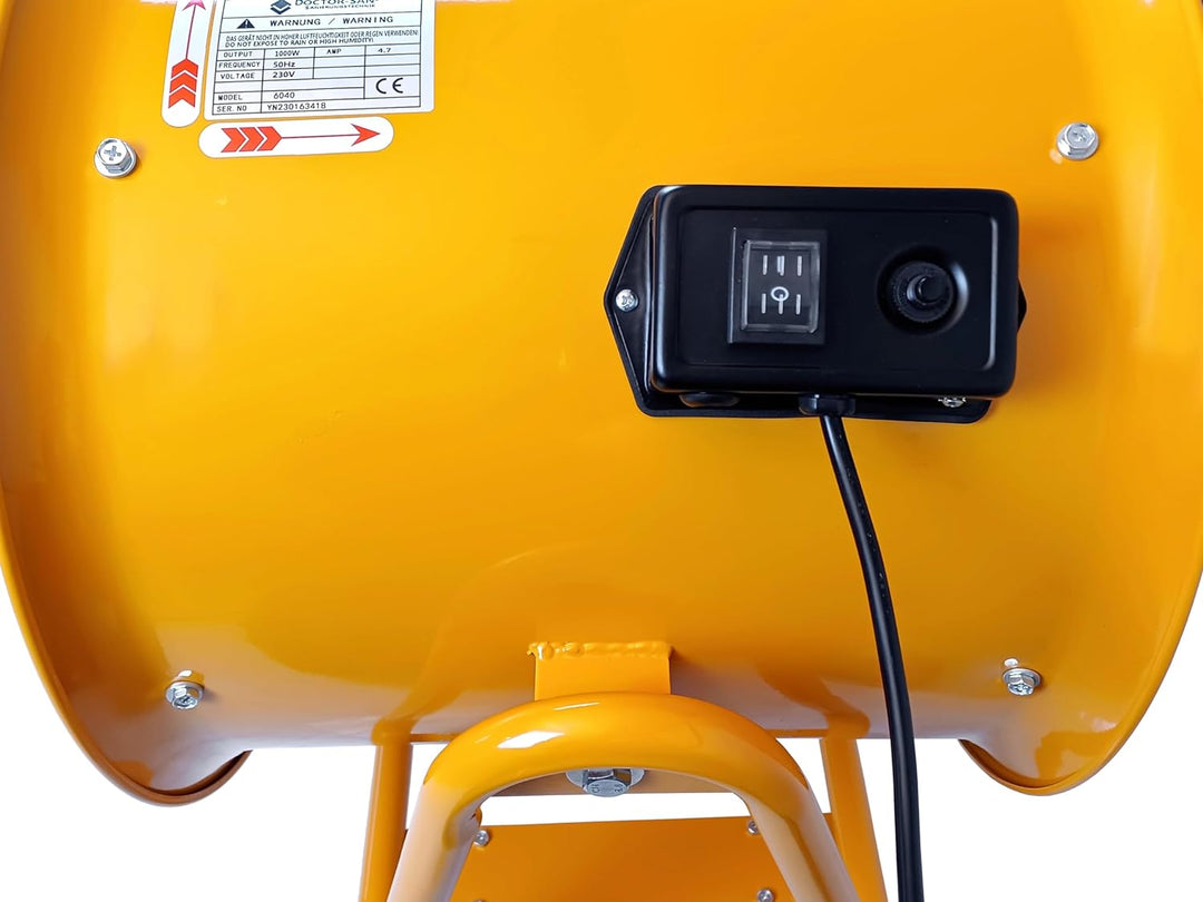 Doctor San - Sanierungstechnik Robuster Hallenventilator aus Metall rund Rohrventilator Baugebläse Ø