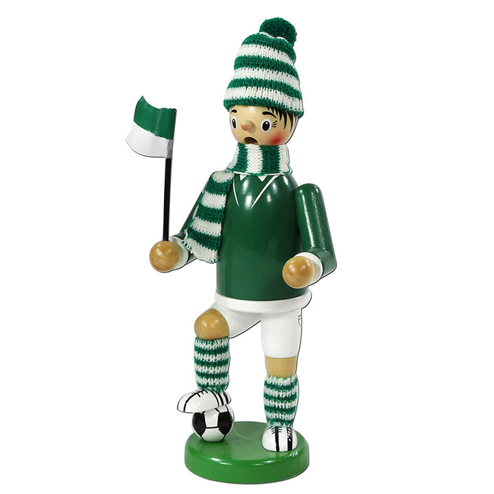 Dekohelden24 Räuchermann als Fussballer mit grün/weissem Outfit, ca. 20 cm, 520361, Grün/Weiss Grün