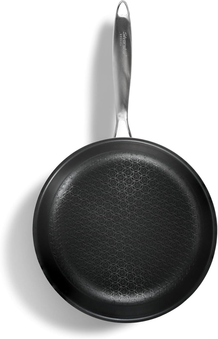 Silverstar Edelstahl Pfannen Set 20/24/28 cm mit Deckel 24/28 cm Pfannenwender, Kratzfeste Wabenpfan