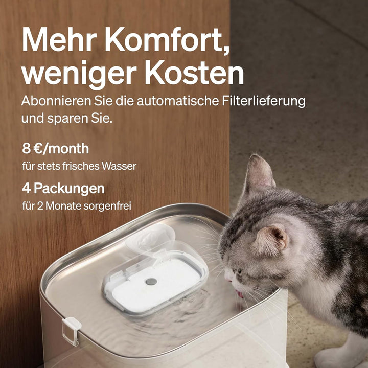 PETLIBRO Ersatzfilter für Dockstream Katzenbrunnen mit kabelloser Pumpe 2,5 l/84 oz Trinkbrunnen für
