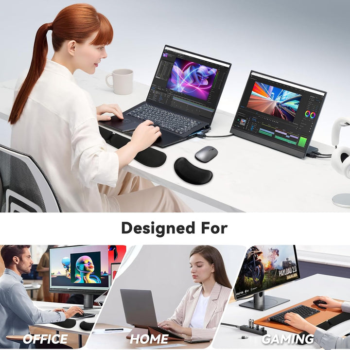 ZIBLY Tastatur- und Maus-Handgelenkauflage, rutschfestes, ergonomisches Handgelenkkissen, einfaches