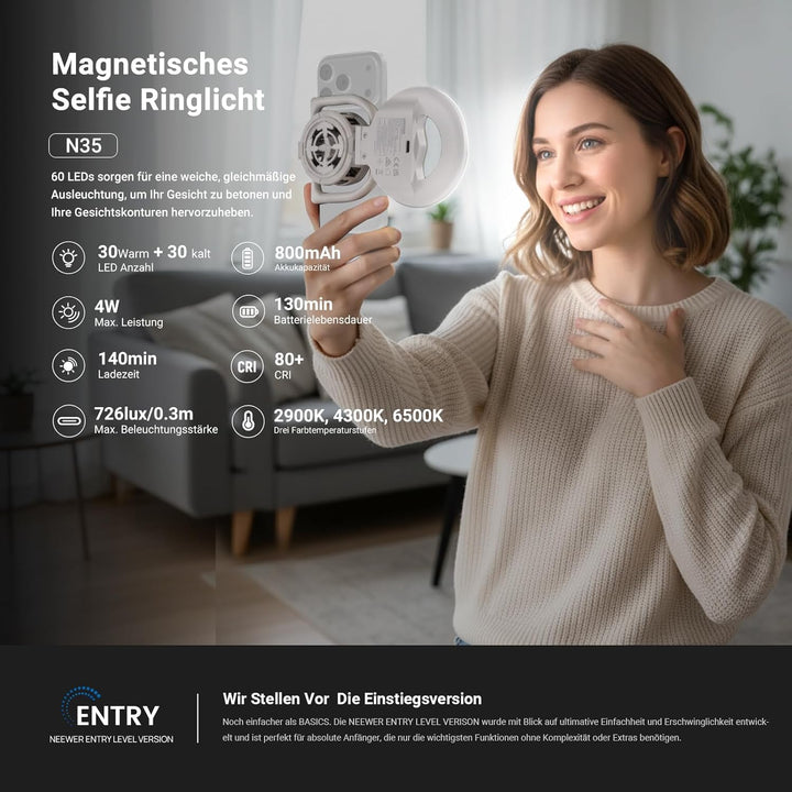 NEEWER Entry Level Version N36 Magnetisches Selfie Licht und Handykühler Kompatibel mit MagSafe iPho