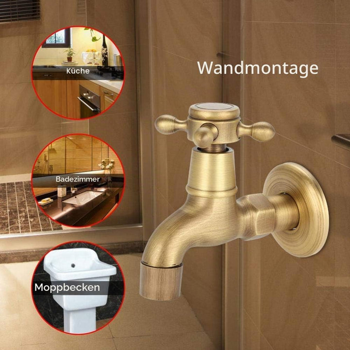 G1 / 2 Wandmontage Vintage Massivem Messing Wasserhahn Wasserhahn für Spülbecken Mopp(Short) Silber