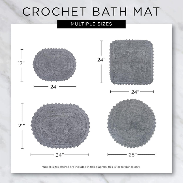 DII Crochet Collection Wende-Badematte, rund, 69,8 cm Durchmesser, Grau Round, 27.5" Diameter Grau,