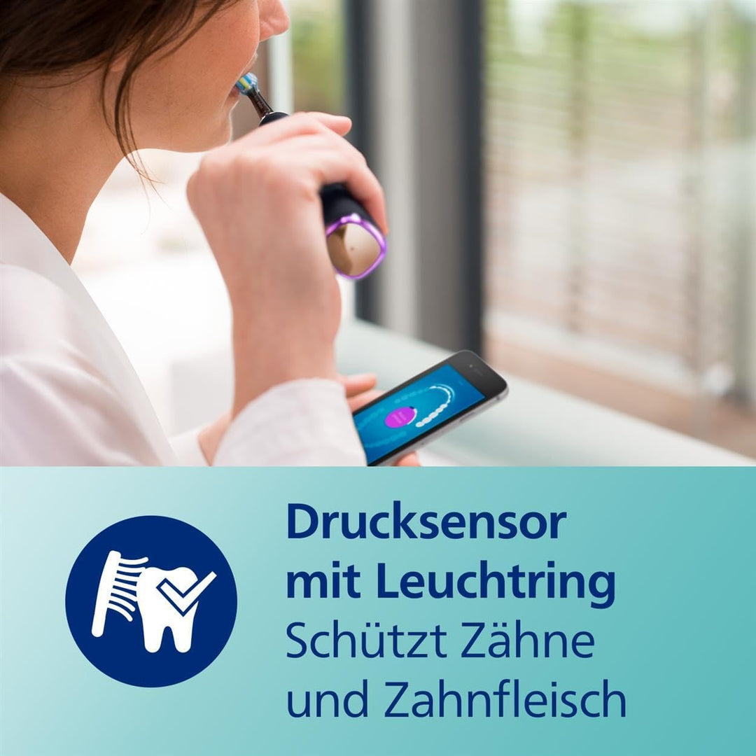 Philips Sonicare DiamondClean Smart 9400 elektrische Zahnbürste, Schallzahnbürste mit App, Drucksens
