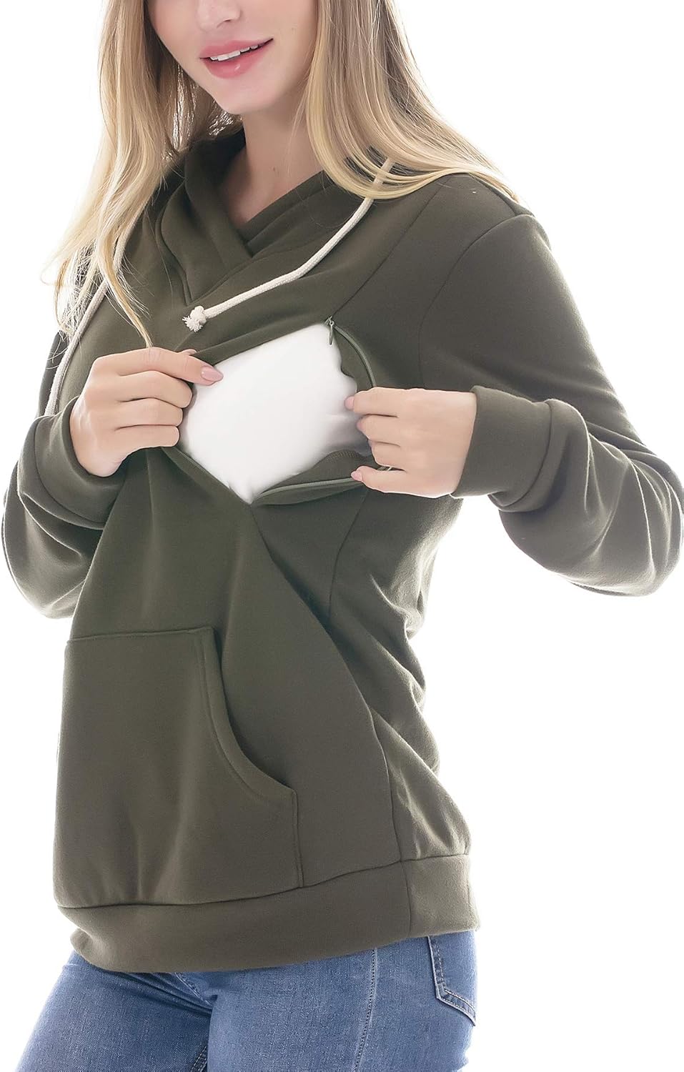 Smallshow Stillanzug Mutterschaft Fleece Stillpullover Stilloberteil Umstandsmode Hoodie Sweatshirt