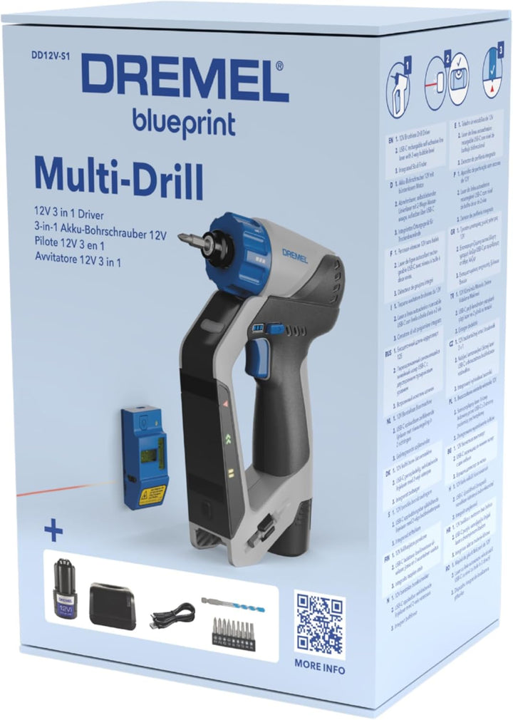 Dremel Blueprint 12V 3-in-1 Akku-Bohrschrauber Multischrauber Set mit Ortungsgerät, 1x abnehmbarer L