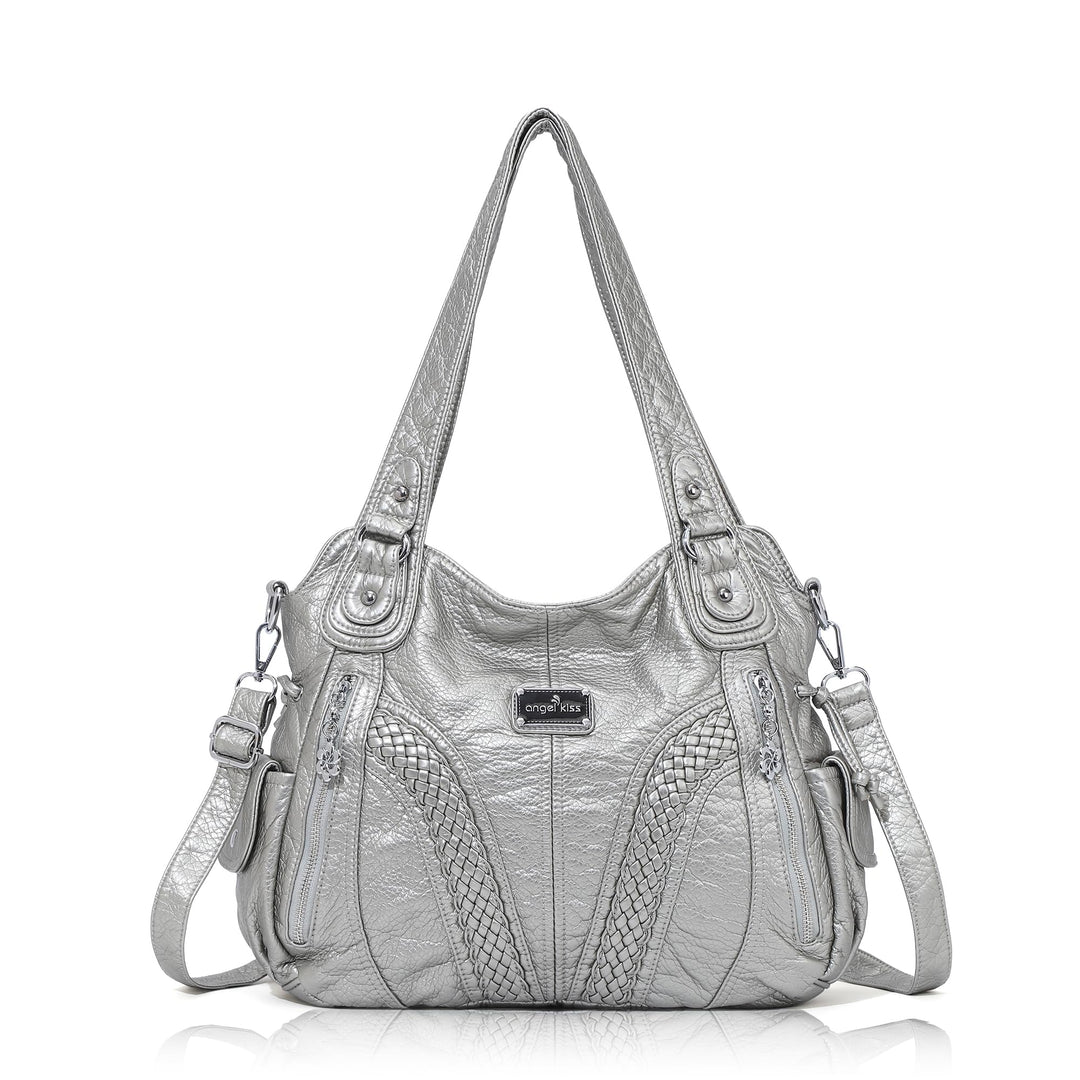 Angel Kiss Damen Handbag with Strap Tote-Hobo-Crossbody, 1 - Silbergrau
