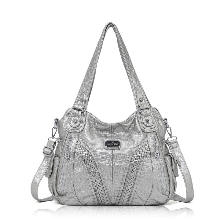 Angel Kiss Damen Handbag with Strap Tote-Hobo-Crossbody, 1 - Silbergrau