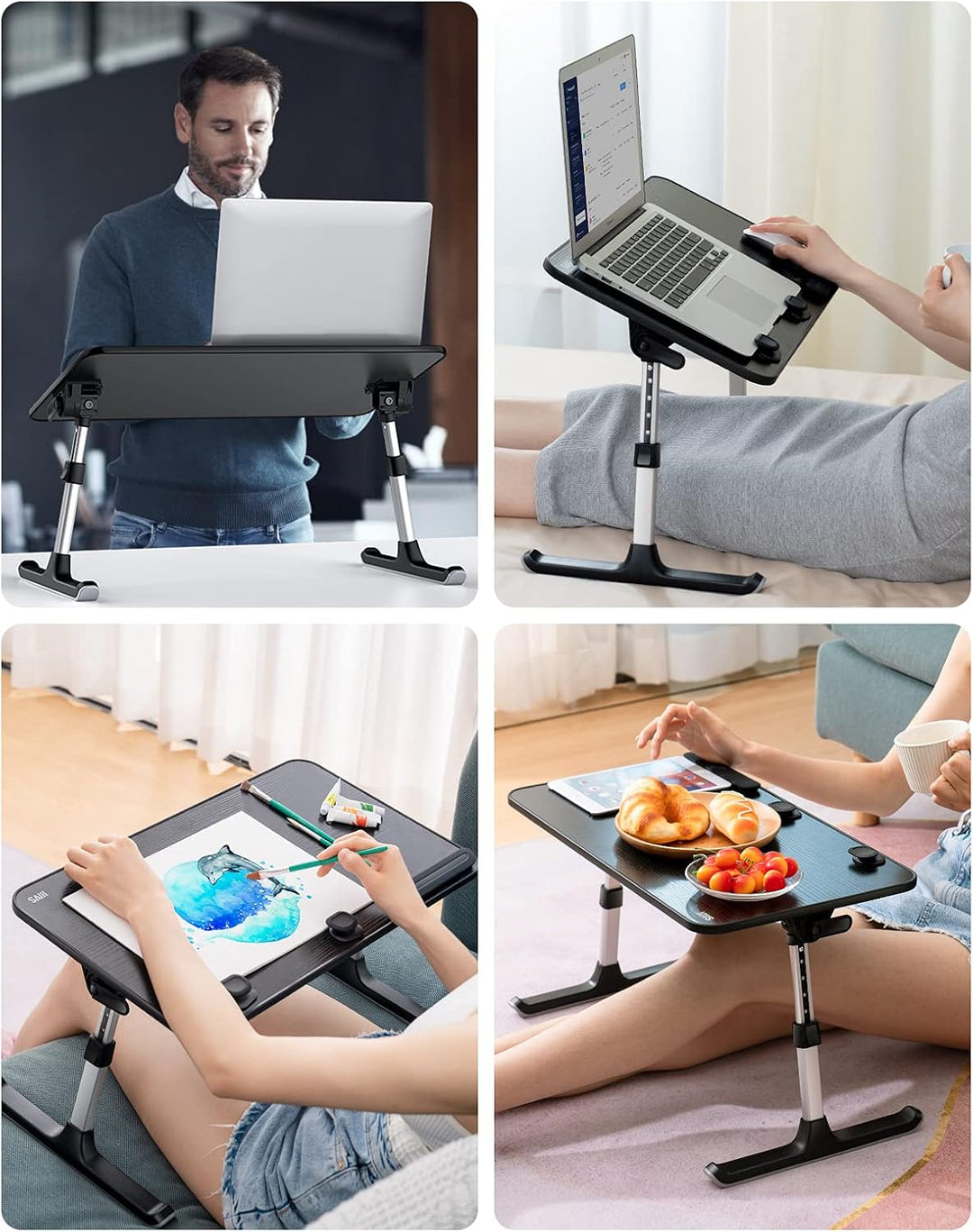 Tisch, SAIJI Betttisch, 5 höhenverstellbar Laptop ständer, Klappbarer laptoptisch, für Sofa Couch Bo