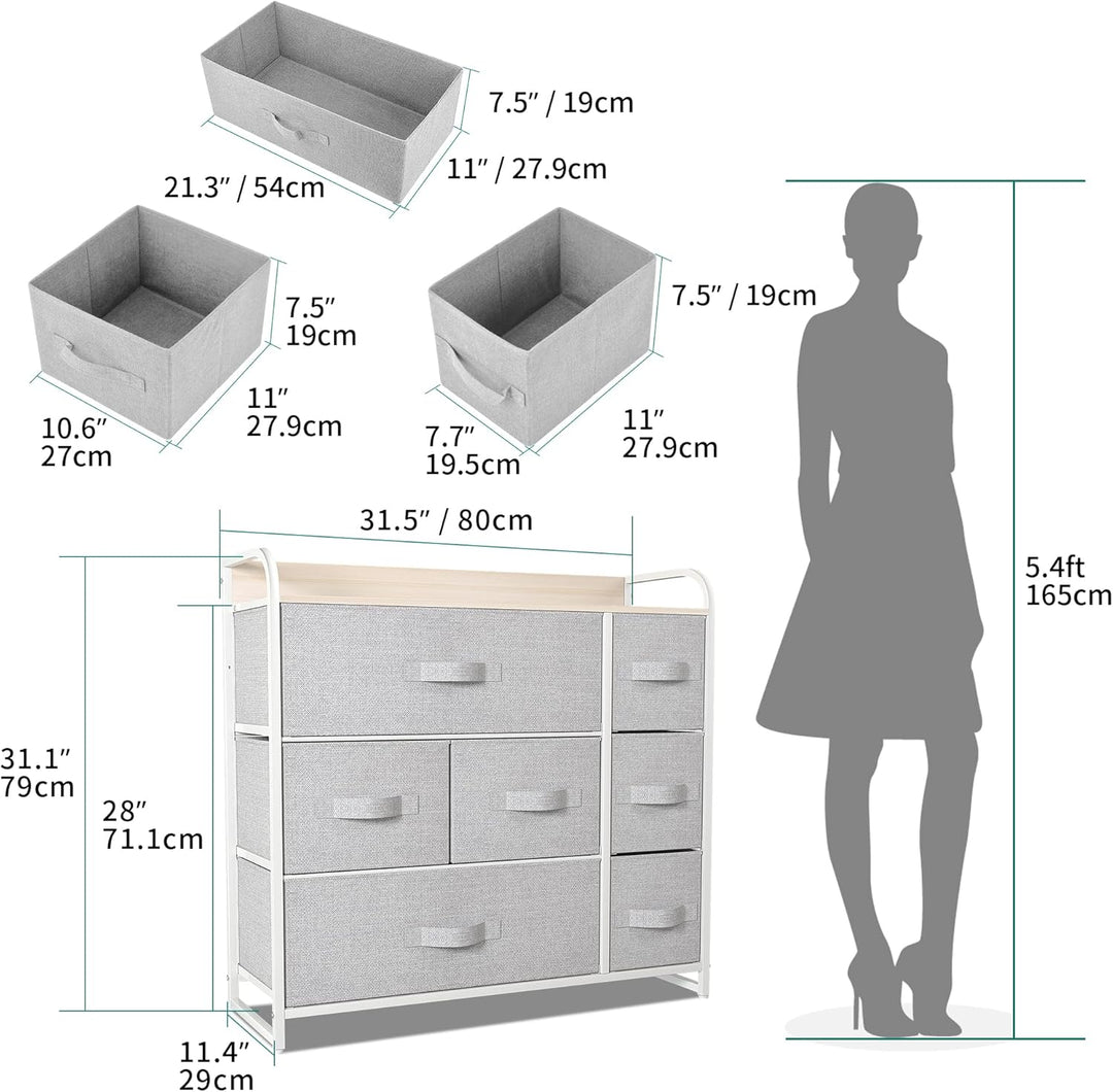 YITAHOME kommode mit Schubladen, Schrank mit 7 Schubladen aus Stoff, Aufbewahrungskommode Modernen S