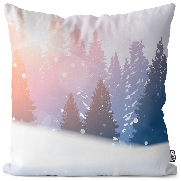 VOID Grafik Winterwald Kissenbezug Kissenhülle Sofakissen Kissen Deko Weihnachten Winter Weihnachtsd