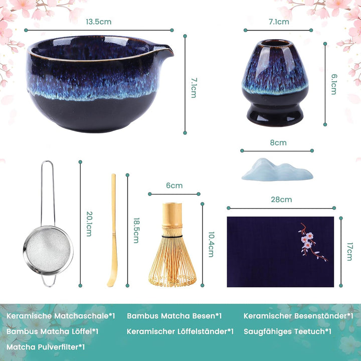 Matcha-Set – 7-Tlg. Macha Tea Set mit Matcha Schale und Matcha Zubehör, ein hochwertiges Matcha Set