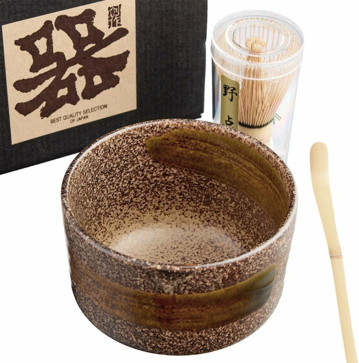 Matchaschale Set URUSHI aus Japan in Geschenkbox Matcha Schale Ø 11 cm, H 8 cm inkl. Bambus Besen un