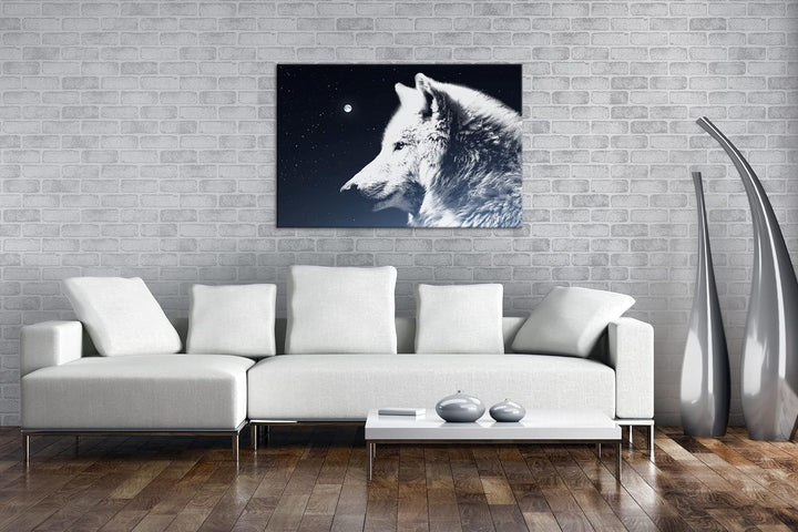 deyoli einsamer stolzer Wolf Format: 100x70 als Leinwandbild, Motiv fertig gerahmt auf Echtholzrahme