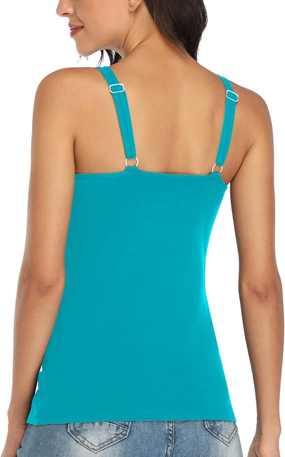 Attraco Damen Baumwolle Tank Top mit Regal BH Unterhemd Verstellbarer breiter Riemen Camisole Basic