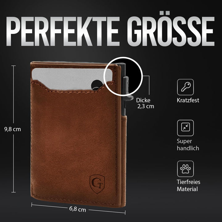 GenTo - Slim Wallet mit Münzfach - Geldbeutel Herren für 10 Karten - Geldbörse mit RFID Schutz - Sma