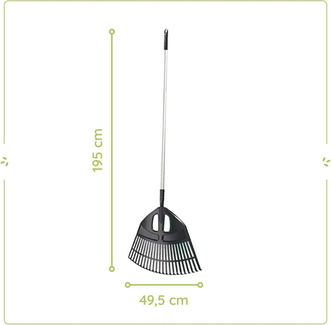 Gartenrechen Rechen Fächerbesen Alustiel Laubbesen Harke 195cm Landschaftsbesen Laubrechen Laubfeger