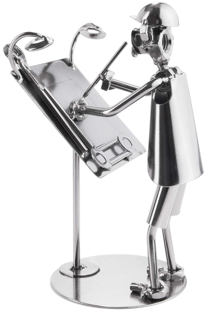 BRUBAKER Schraubenmännchen Architekt - Handarbeit Eisenfigur Metallmännchen Bauplaner - Metallfigur