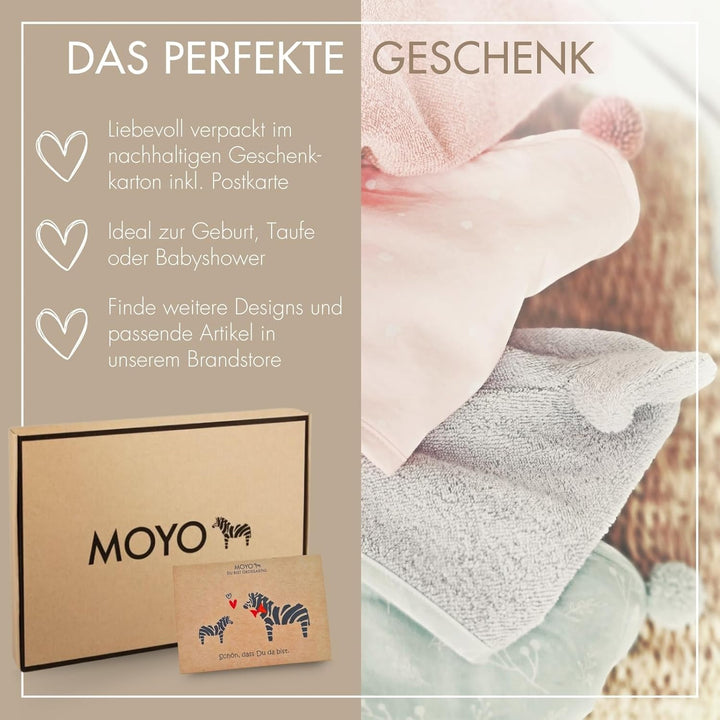 MOYO Kapuzenhandtuch mit Ohren in Grau I 75x75cm I Kleinkind & Baby Badeponcho aus 100% Frottee-Baum