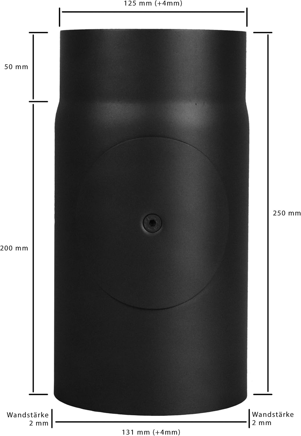LANZZAS Ofenrohr 250 mm mit Tür, im Durchmesser DN 130 mm, Farbe: schwarz - weitere Rohre aus unsere