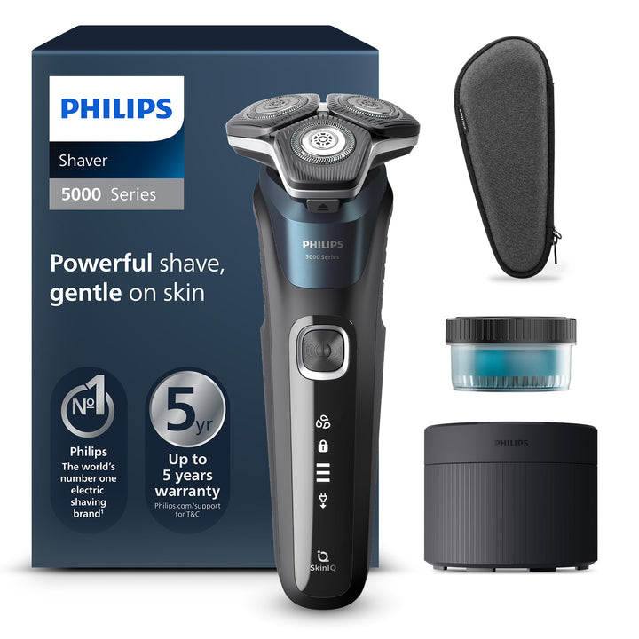Philips Shaver Series 5000 – Elektrischer Nass- und Trockenrasierer mit SkinIQ Technologie, ausklapp
