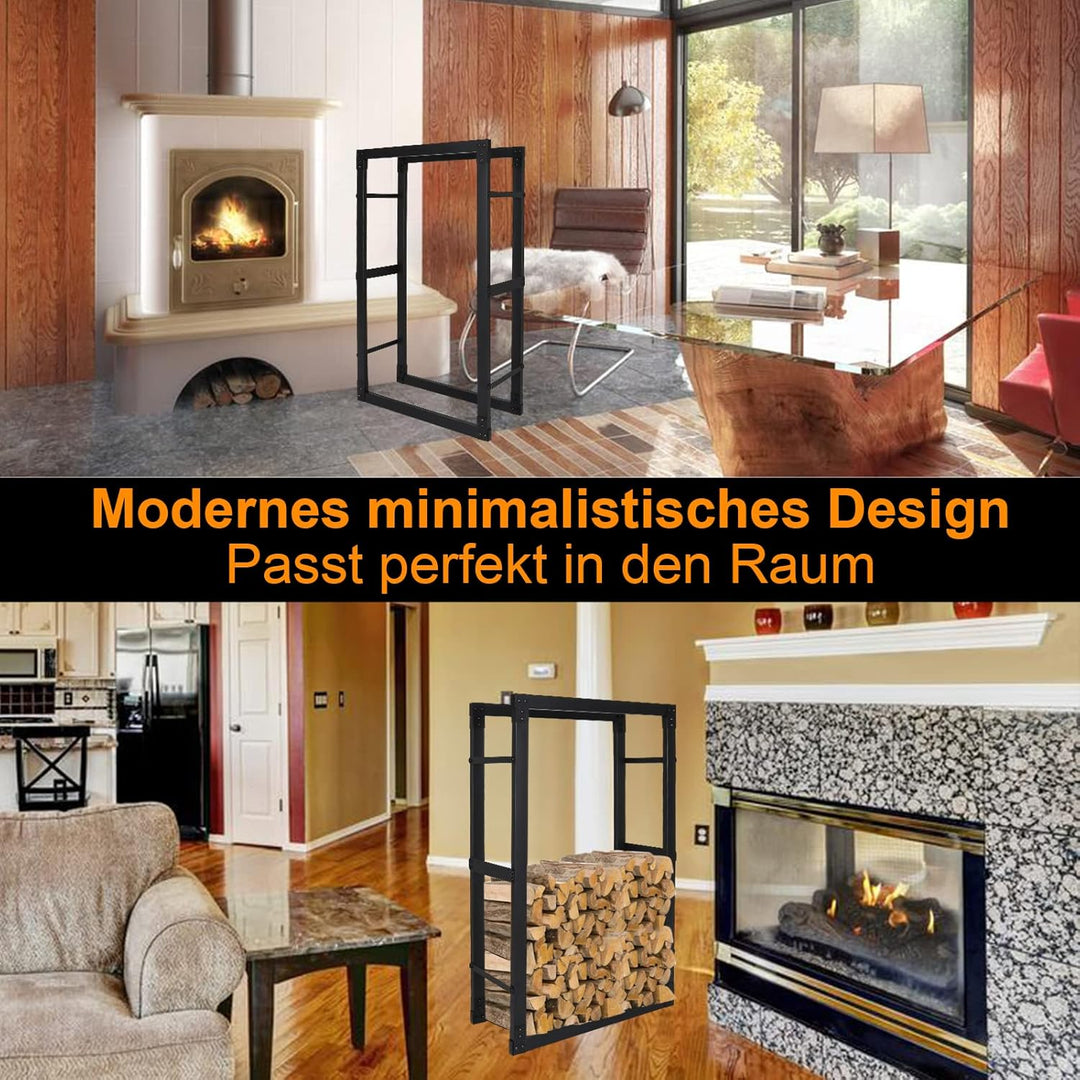 Joparri Kaminholzregal, Brennholzregal Aus Schwarzem Metall, Holzscheite Stapelhilfe für Innen, Feue