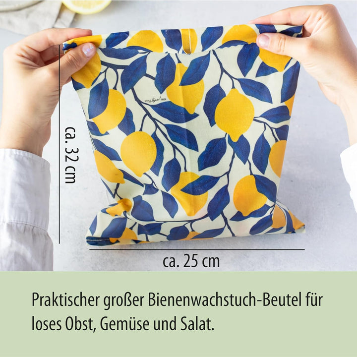 little bee fresh Bio-Bienenwachstuch grosser Beutel aus Deutschland - hält Lebensmittel natürlich, s
